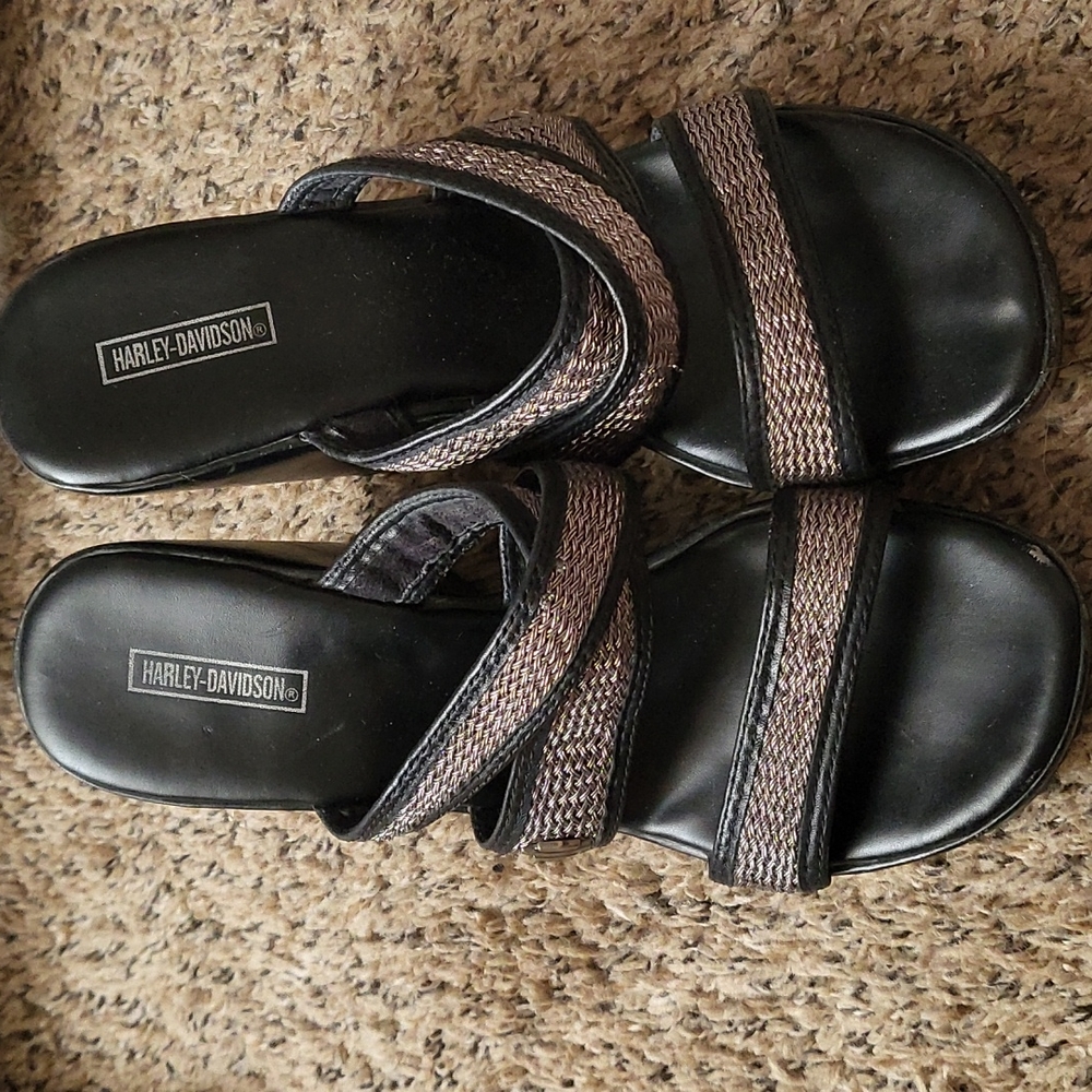 Harley Davidson wedge sandals 9